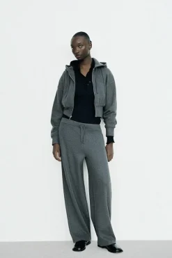 ZARA Winter Layersnew|Calças^CALÇAS LARGAS SUAVES Cinzento-escuro