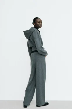 ZARA Winter Layersnew|Calças^CALÇAS LARGAS SUAVES Cinzento-escuro