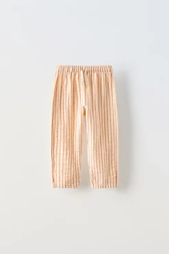 CALÇAS ÀS RISCAS COM ESTRUTURA-ZARA Cheap