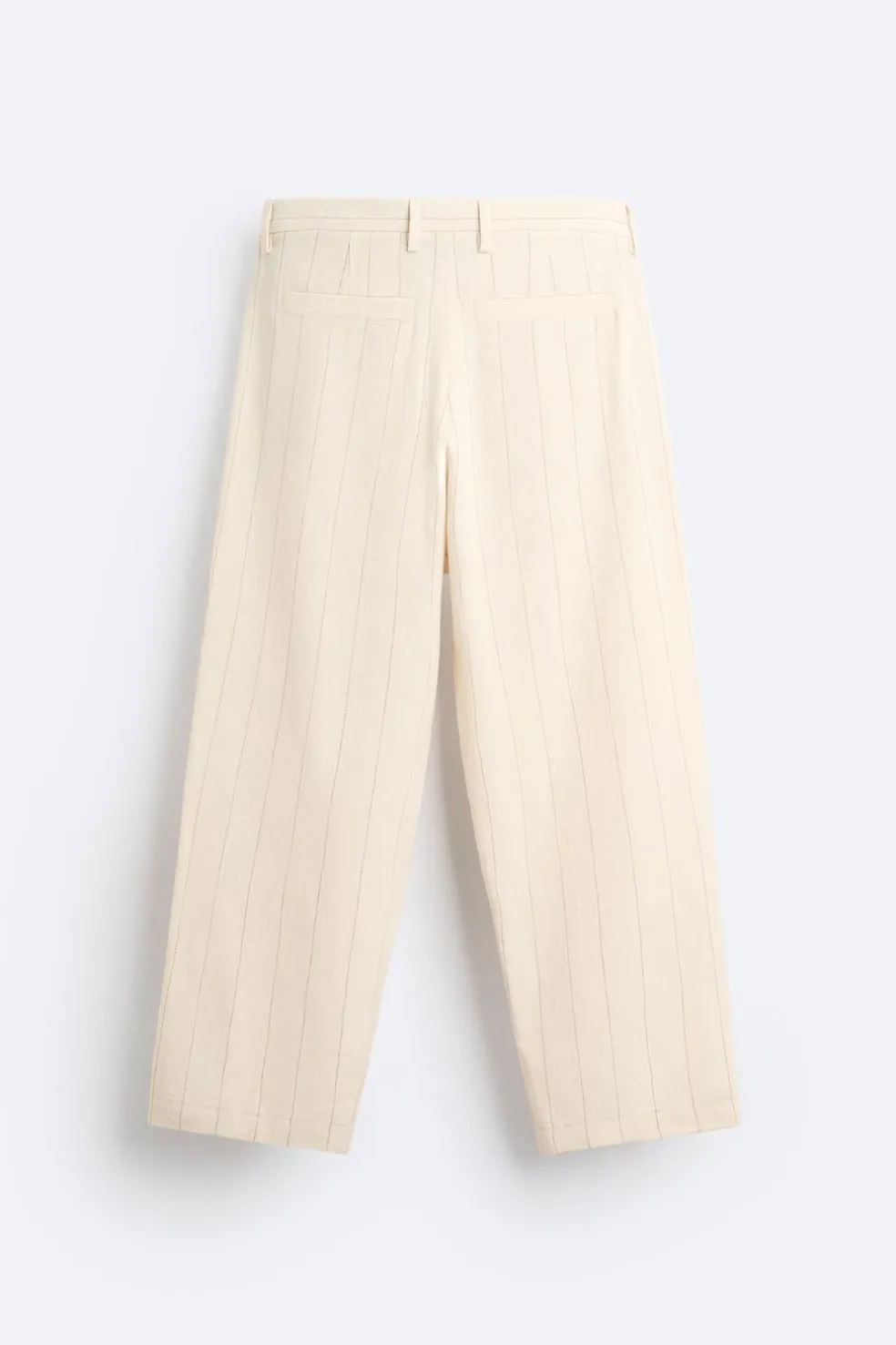 ZARA Calças^CALÇAS ÀS RISCAS COM PREGAS Cru