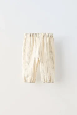 CALÇAS ÀS RISCAS EM CREPE-ZARA Discount