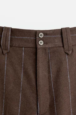 ZARA Calças^CALÇAS ÀS RISCAS X HARRY LAMBERT Castanho