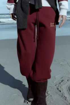 ZARA Winter Layersnew|Calças^CALÇAS UNIVERSITÁRIAS COM BORDADO Borgonha