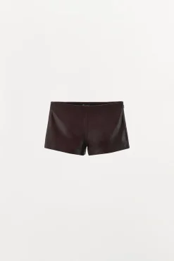 ZARA Calças|Saias / Calções^CALÇÕES 100% PELE Vinho