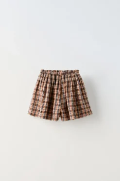 CALÇÕES BERMUDA AOS QUADRADOS COM TEXTURA-ZARA Store