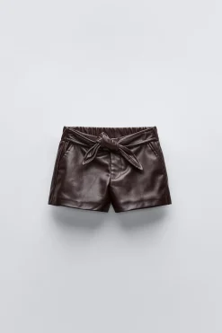 CALÇÕES BERMUDA COM LAÇO E EFEITO PELE-ZARA Outlet