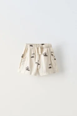 CALÇÕES BERMUDA COMBINADOS EM CREPE COM PALMEIRAS-ZARA Discount