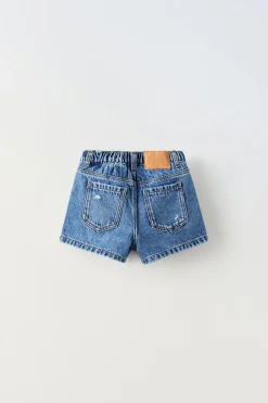 CALÇÕES BERMUDA EM DENIM COM RASGÕES-ZARA Online