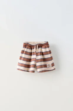 CALÇÕES BERMUDA ÀS RISCAS ETIQUETA-ZARA Best Sale