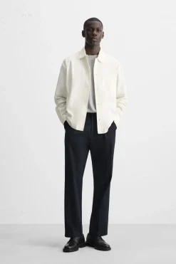 ZARA Camisas^CAMISA ALGODÃO - LYOCELL Cru