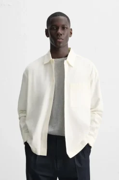 ZARA Camisas^CAMISA ALGODÃO - LYOCELL Cru