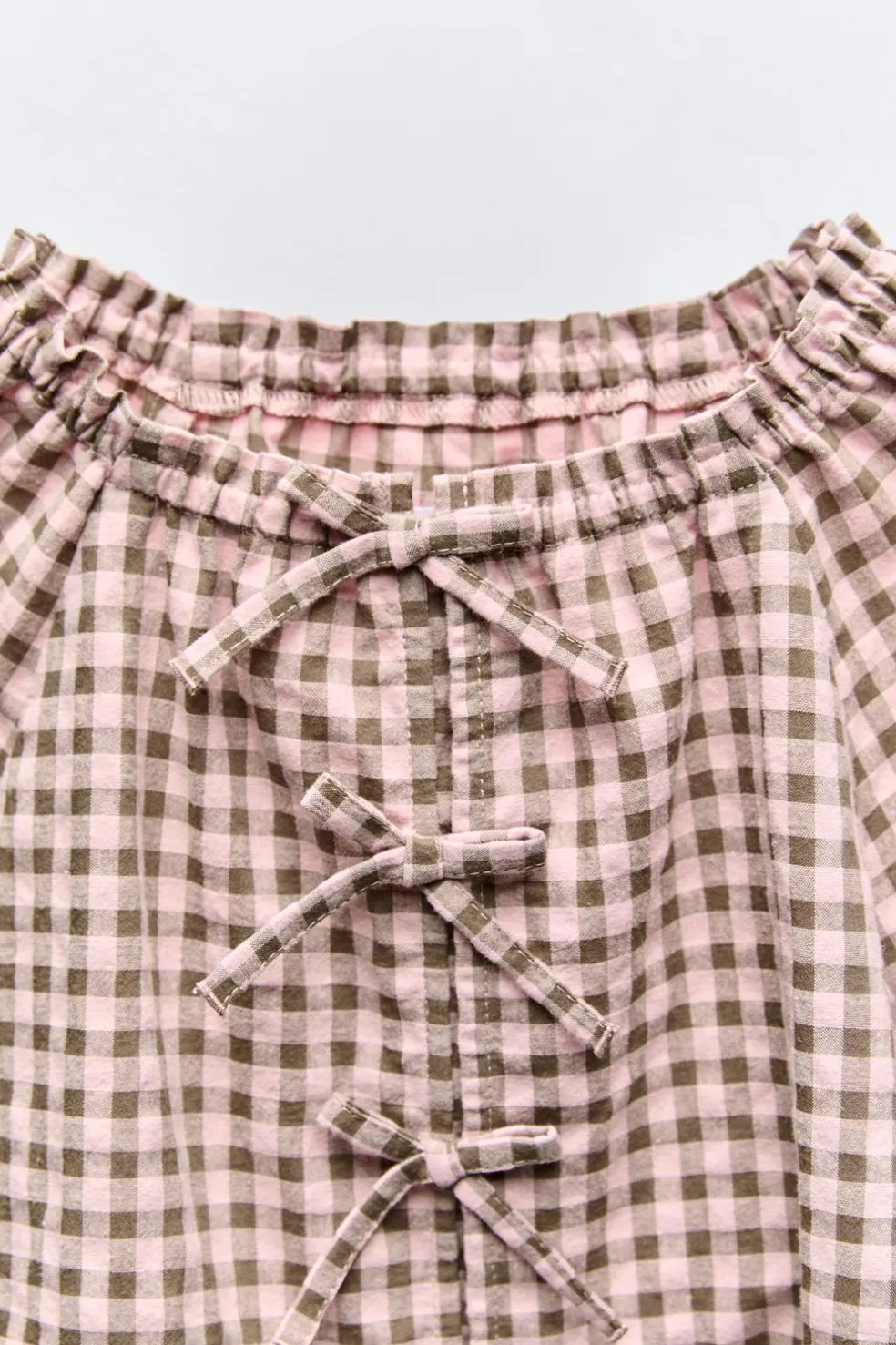 CAMISA AOS QUADRADOS VICHY COM LAÇOS-ZARA Best Sale
