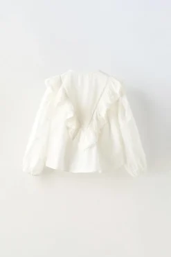 CAMISA BORDADA COM FOLHO-ZARA Best Sale