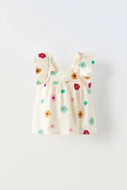 CAMISA BORDADOS ESTAMPADO FLORAL-ZARA Flash Sale