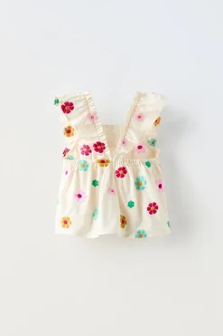 CAMISA BORDADOS ESTAMPADO FLORAL-ZARA Flash Sale