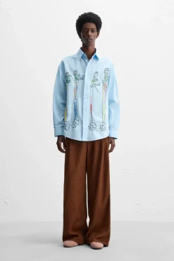 ZARA Camisas^CAMISA BORDADOS X HARRY LAMBERT Azul-claro