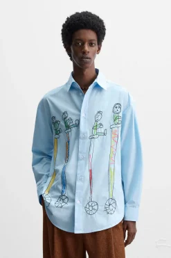 ZARA Camisas^CAMISA BORDADOS X HARRY LAMBERT Azul-claro