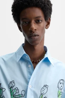 ZARA Camisas^CAMISA BORDADOS X HARRY LAMBERT Azul-claro