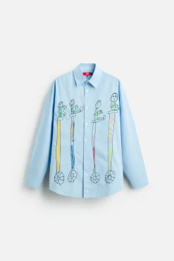 ZARA Camisas^CAMISA BORDADOS X HARRY LAMBERT Azul-claro