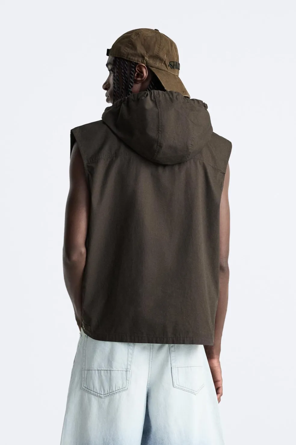 ZARA Coletes^CAMISA COLETE CAPUZ Castanho