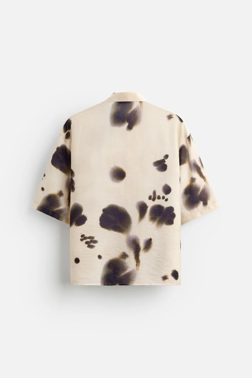 ZARA Camisas^CAMISA COM ESTAMPADO ABSTRATO Branco / Preto