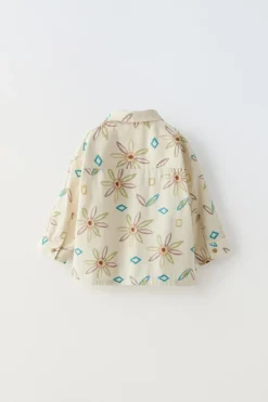CAMISA COM ESTAMPADO FLORAL E LOSANGOS-ZARA Discount