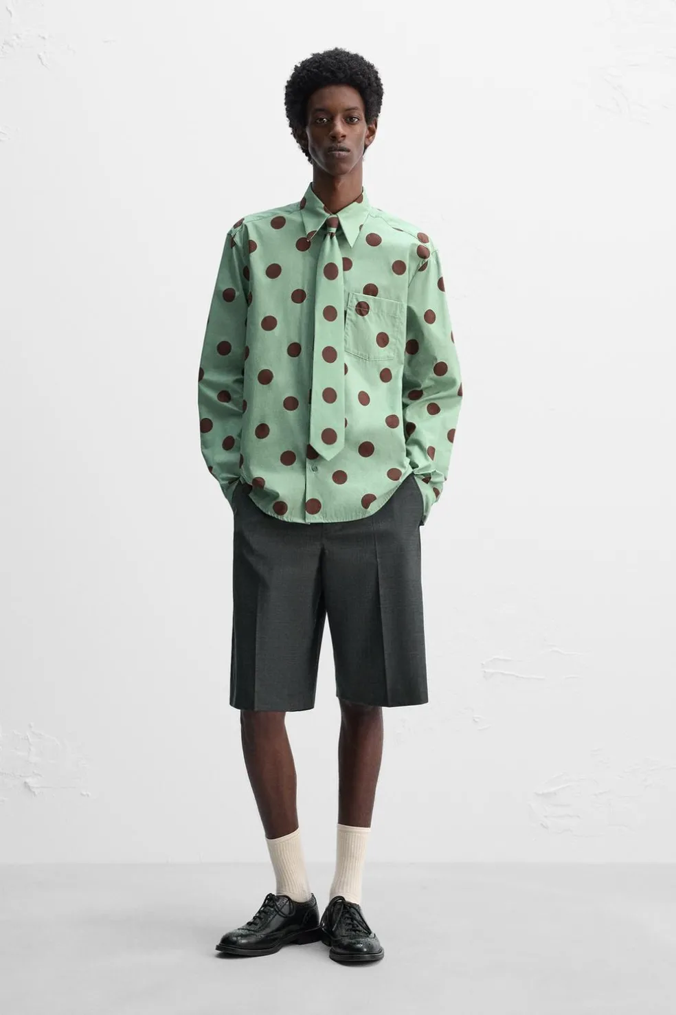 ZARA Camisas^CAMISA COM ESTAMPADO LUNARES X HARRY LAMBERT Preto / Verde