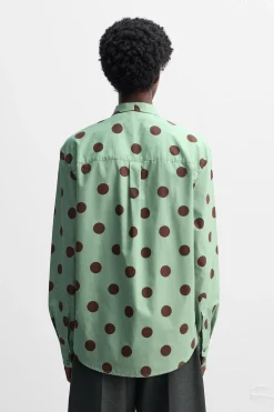 ZARA Camisas^CAMISA COM ESTAMPADO LUNARES X HARRY LAMBERT Preto / Verde