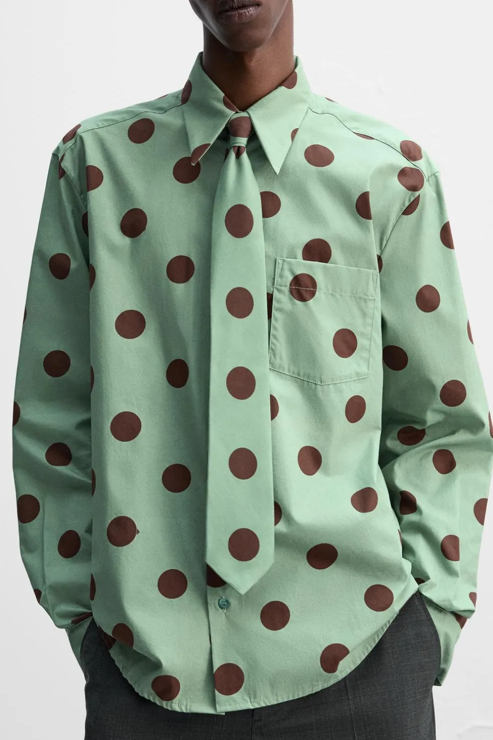 ZARA Camisas^CAMISA COM ESTAMPADO LUNARES X HARRY LAMBERT Preto / Verde