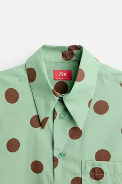 ZARA Camisas^CAMISA COM ESTAMPADO LUNARES X HARRY LAMBERT Preto / Verde