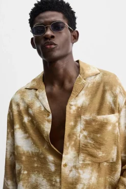 ZARA Camisas^CAMISA COM ESTAMPADO TIE DYE CAMEL/BRANCO