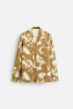 ZARA Camisas^CAMISA COM ESTAMPADO TIE DYE CAMEL/BRANCO