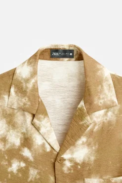 ZARA Camisas^CAMISA COM ESTAMPADO TIE DYE CAMEL/BRANCO
