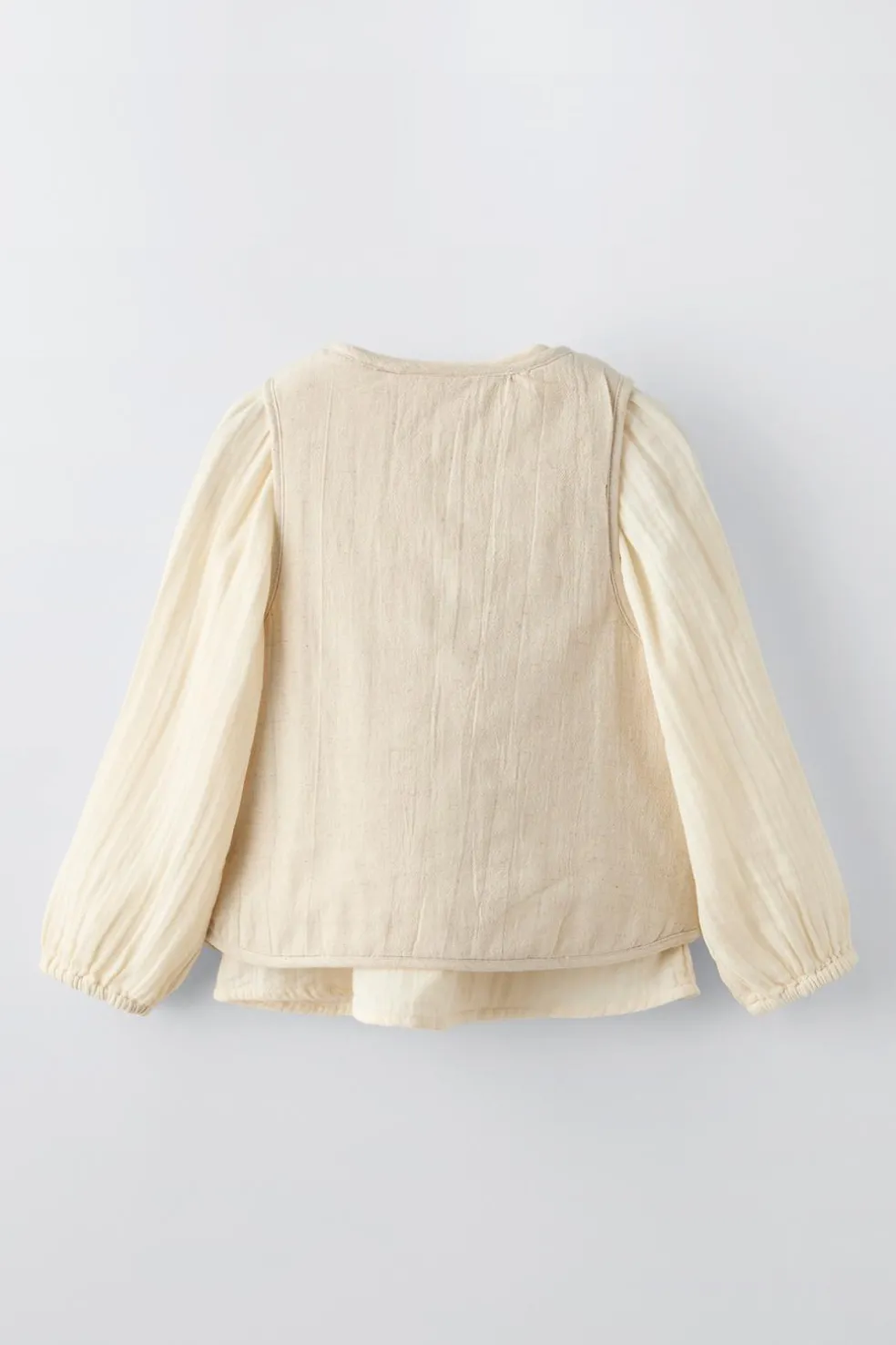 CAMISA COMBINADA COM COLETE BORDADO-ZARA Fashion