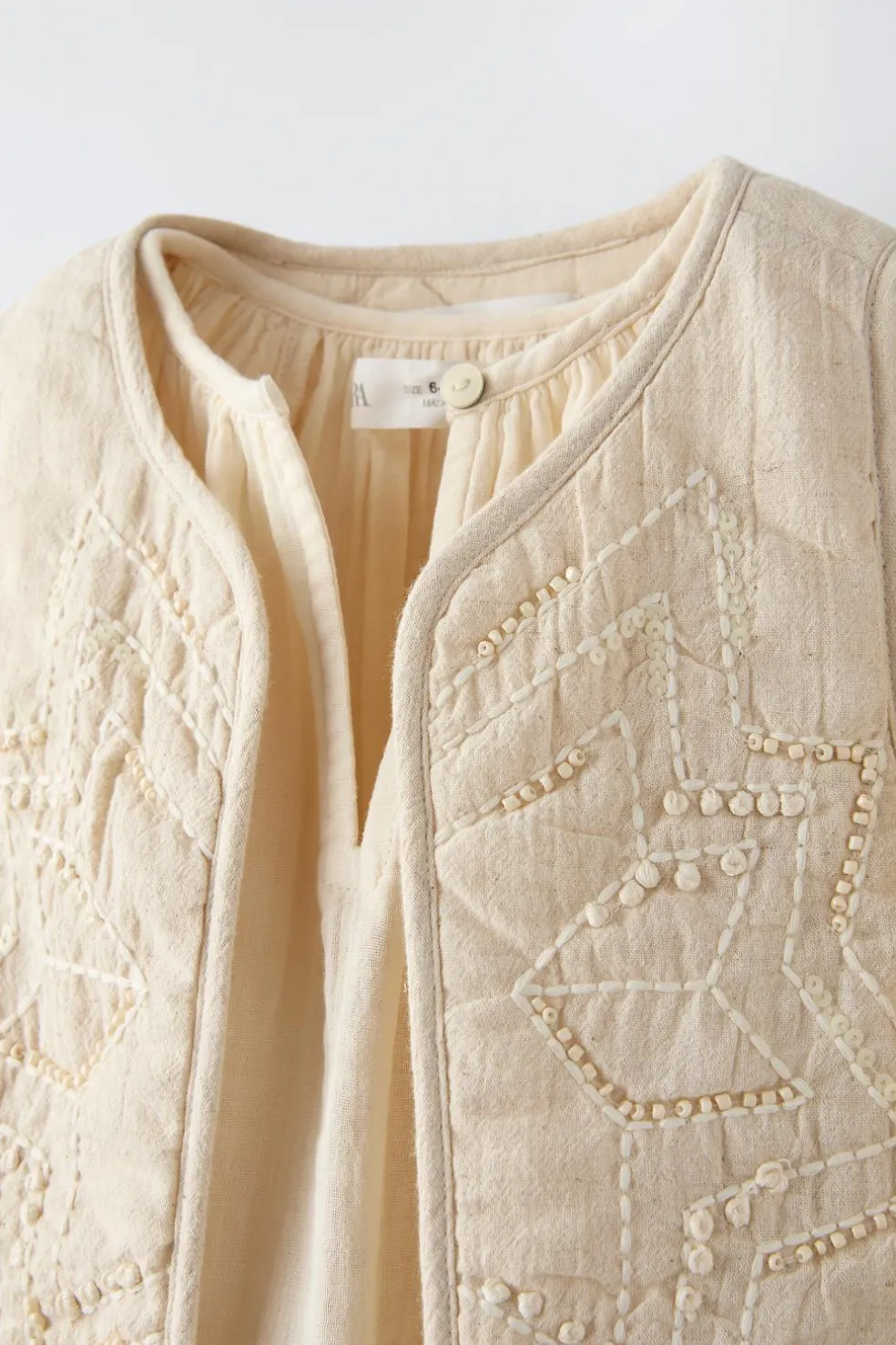 CAMISA COMBINADA COM COLETE BORDADO-ZARA Fashion