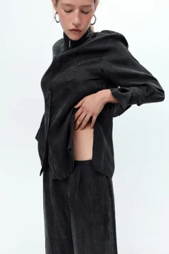 ZARA Camisas / Blusas|Lingerie^CAMISA COMBINADA COM LAÇADAS Preto
