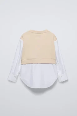 CAMISA COMBINADA COM LAÇO-ZARA Fashion