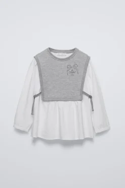 CAMISA COMBINADA COM LAÇOS-ZARA Sale