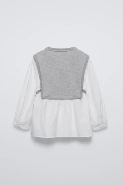 CAMISA COMBINADA COM LAÇOS-ZARA Sale