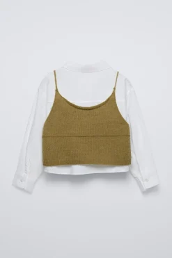 CAMISA COMBINADA COM TOP DE MALHA-ZARA Outlet