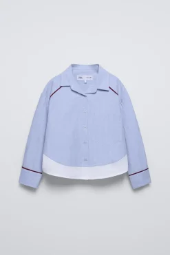 CAMISA COMBINADA ÀS RISCAS COM BOLSO-ZARA Best
