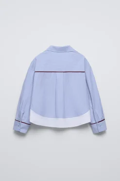 CAMISA COMBINADA ÀS RISCAS COM BOLSO-ZARA Best