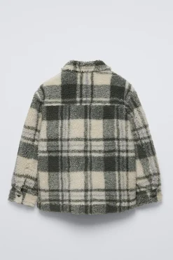 CAMISA COMPRIDA COM EFEITO DE PELO ENCARACOLADO AOS QUADRADOS-ZARA Sale