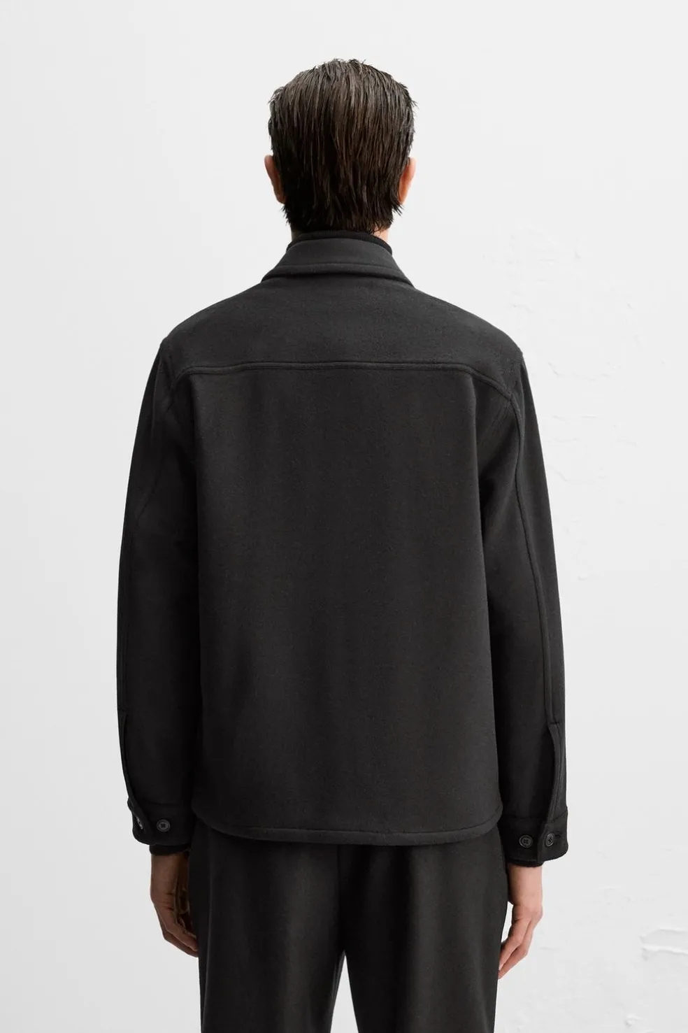 ZARA Vestuário De Inverno|Blusões^CAMISA COMPRIDA DE LÃ FRANELA Preto