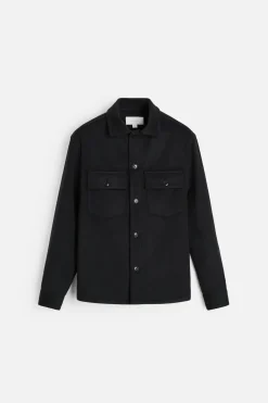 ZARA Vestuário De Inverno|Blusões^CAMISA COMPRIDA DE LÃ FRANELA Preto