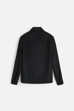 ZARA Vestuário De Inverno|Blusões^CAMISA COMPRIDA DE LÃ FRANELA Preto