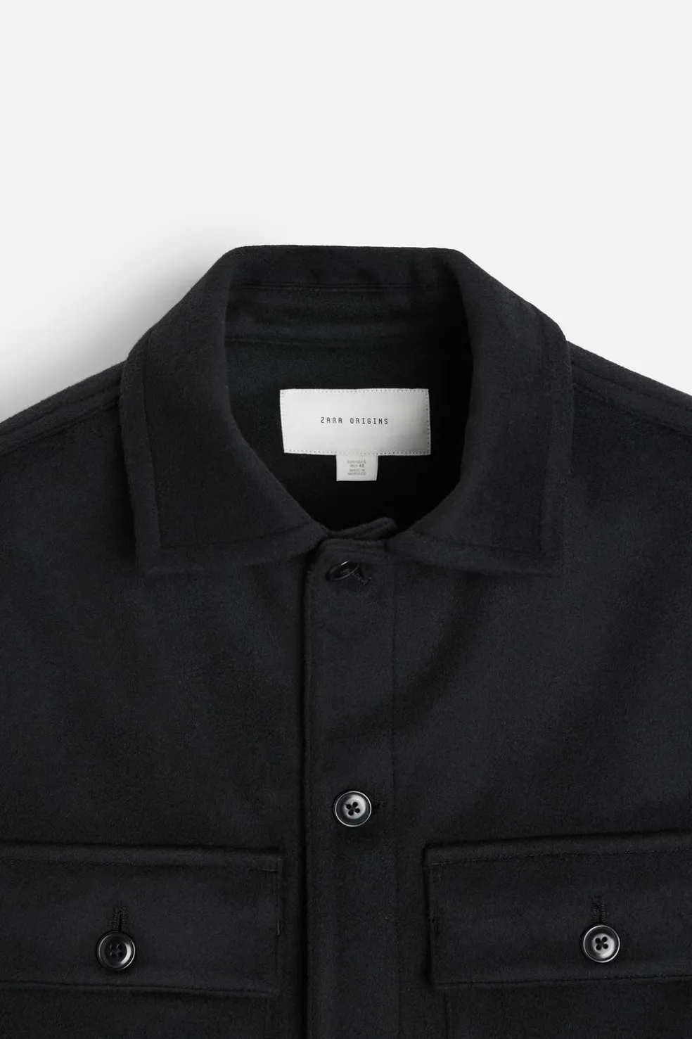 ZARA Vestuário De Inverno|Blusões^CAMISA COMPRIDA DE LÃ FRANELA Preto