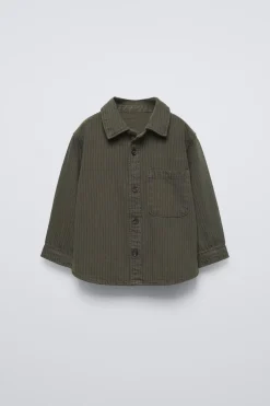 CAMISA COMPRIDA ÀS RISCAS COM REMENDO-ZARA Best