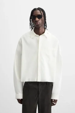 ZARA Camisas^CAMISA CROPPED FIT PIERCING Branco-marfim