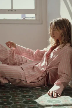 ZARA Camisas / Blusas|Lingerie^CAMISA CRUZADA RISCAS Rosa-lavado
